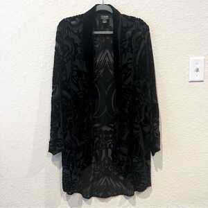 Citron Santa Monica Collection silk blend burn out velvet kimono duster cardigan